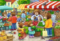 Ravensburger puzzel 2x12 stukjes Market and Supermarket Scene - thumbnail