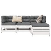 4-delige Loungeset massief grenenhout wit - thumbnail