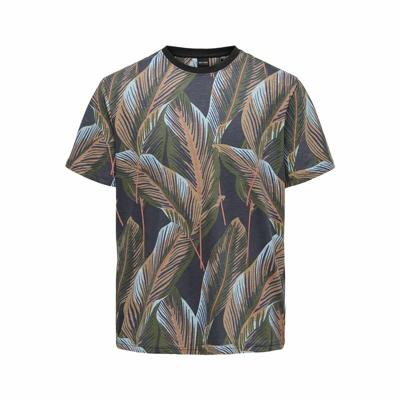 Heren-T-Shirt met Korte Mouwen Only & Sons Onskobe Reg Banana Leaf Zwart - Maat: L