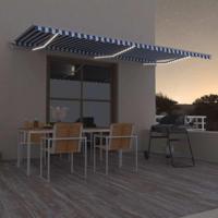 vidaXL Luifel automatisch met LED en windsensor 600x350 cm blauw wit - thumbnail