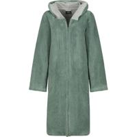 Cawö Cawo Dames Home Badjas met Capuchon en ritssluiting Doubleface 841 40/42 fjord - thumbnail