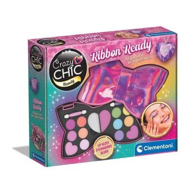 CLEMENTONI - Make-upset met strikje - Make-uppalet voor kinderen - Oogschaduw, lipgloss, sponsje, kwasten - Geschikt voor kinderen vanaf 6 jaar