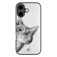 iPhone 16 glazen hardcase - Peekaboo kat - thumbnail