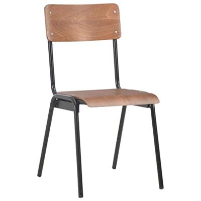 VidaXL Eetkamerstoelen 4 st massief multiplex staal bruin VidaXL Eetkamerstoelen 4 st massief multiplex staal bruin