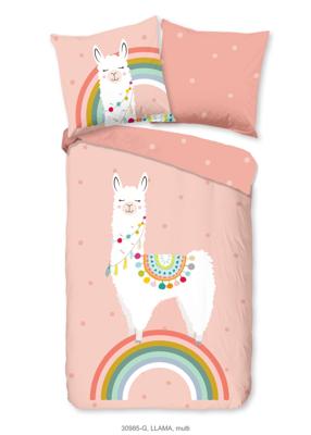 Good Morning Kinderdekbedovertrek "lama en regenboog" - Multi - (135x200 cm) - Katoen Good Morning Kinderdekbedovertrek "lama en regenboog" - Multi - (135x200 cm) - Katoen