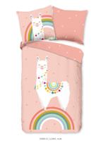 Good Morning Kinderdekbedovertrek "lama en regenboog" - Multi - (135x200 cm) - Katoen - thumbnail