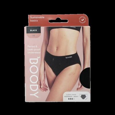 Boody Menstruatieondergoed Bikinislip Zwart Normaal/Hevig Maat XS