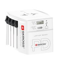 SKROSS -MUV USB AC65PD met USB-C kabel (160 cm) – 2-polige universele reisadapter + 1 x USB C & 1 x USB 65 W – spanning en vermogen: 100 V – 250 W/250 V – 625 W voor laptops, tablets en smartphones - thumbnail