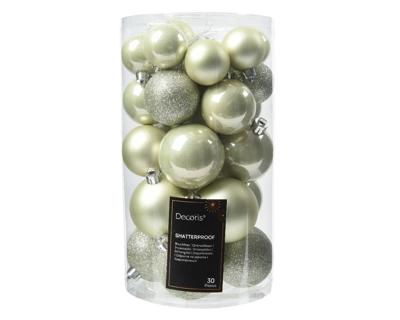 Kerstballen Mix Plastic Rozemarijn Wit Mint 30st Kerstballen Mix Plastic Rozemarijn Wit Mint 30st