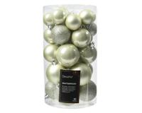 Kerstballen Mix Plastic Rozemarijn Wit Mint 30st - thumbnail