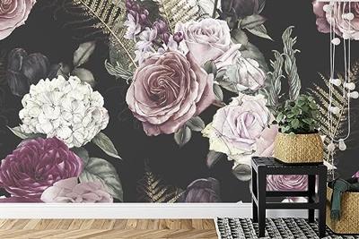 Fotobehang - Roze rozen in Vintage Stijl, in 11 maten te koop, incl behanglijm - thumbnail