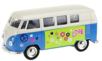 Welly hippie Volkswagen bus blauw 10,5 cm - thumbnail