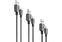 cellularline Multipack oplaadkabelset in 3 verschillende lengtes: 15 cm, ideaal voor powerbank en laptop; de standaardlengte van 120 cm; 200 cm voor stopcontacten op afstand - thumbnail