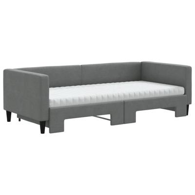 Slaapbank onderschuifbed matrassen 90x200 cm stof donkergrijs