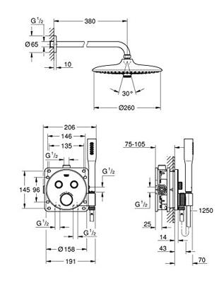 Grohe Smartcontrol Thermostatisch Inbouw Douchekraan Shower-Set 3 Stralen Rond Chroom - thumbnail