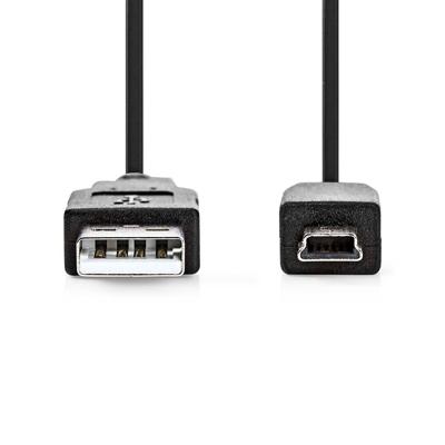 Nedis USB-Kabel | USB 2.0 | USB-A Male | USB Mini-B 5-Pins Male | 480 Mbps | Vernikkeld | 1.00 m | Rond | PVC | Zwart | Doos - CCGB60300BK10 Nedis USB-Kabel | USB 2.0 | USB-A Male | USB Mini-B 5-Pins Male | 480 Mbps | Vernikkeld | 1.00 m | Rond | PVC | Zwart | Doos - CCGB60300BK10