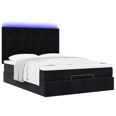 Ottoman bed met matrassen en LED's 140x190cm fluweel zwart