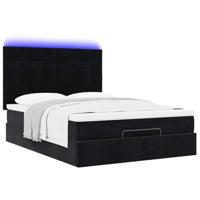 Ottoman bed met matrassen en LED's 140x190cm fluweel zwart - thumbnail