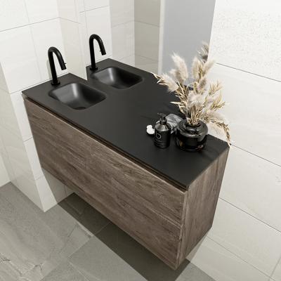 MONDIAZ OLAN 100cm toiletmeubel dark brown. LEX wastafel urban links 1 kraangat