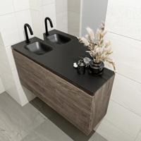 MONDIAZ OLAN 100cm toiletmeubel dark brown. LEX wastafel urban links 1 kraangat - thumbnail