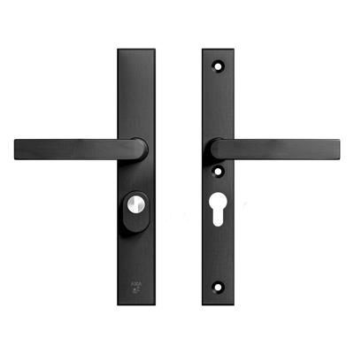 AXA AXA Edge Plus veiligheidsbeslag achterdeur rechth. smalschild Blok kruk/kruk PC55 met kerntrekbeveiliging SKG3 - aluminium/zwart AXA AXA Edge Plus veiligheidsbeslag achterdeur rechth. smalschild Blok kruk/kruk PC55 met kerntrekbeveiliging SKG3 - aluminium/zwart