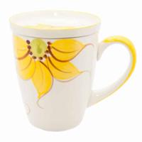 Theemok Keramiek Zonnebloem Geel met Theeschaaltje - thumbnail