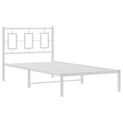 Bedframe met hoofdbord metaal wit 90x200 cm Bedframe met hoofdbord metaal wit 90x200 cm