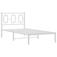 Bedframe met hoofdbord metaal wit 90x200 cm - thumbnail