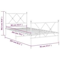 Bedframe met hoofd- en voeteneinde metaal zwart 90x200 cm - thumbnail