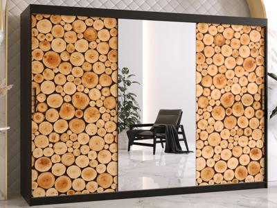 Kledingkast SOSNY 3 schuifdeuren 250 cm mat zwart met spiegel Kledingkast SOSNY 3 schuifdeuren 250 cm mat zwart met spiegel