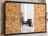 Kledingkast SOSNY 3 schuifdeuren 250 cm mat zwart met spiegel - thumbnail