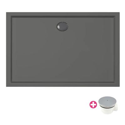 Douchebak Xenz Mariana | 110x90x4 cm | Incl.Afvoersifon-Chroom | Acryl | Rechthoekig | Antraciet mat