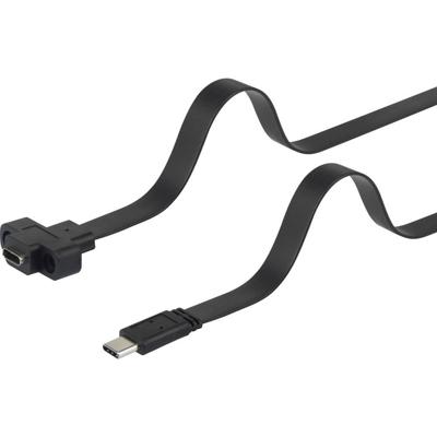 Renkforce RF-3415030 USB-kabel USB 3.2 Gen1 USB-C stekker, USB-C bus 0.25 m Zwart Schroefbaar, Zeer flexibel