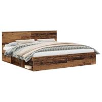 Bedframe met hoofdeinde Oudhout 200 x 200 cm Massief grenenhout - thumbnail