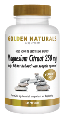 Golden Naturals Magnesium citraat 250mg 180 Vegetarische capsules Golden Naturals Magnesium citraat 250mg 180 Vegetarische capsules