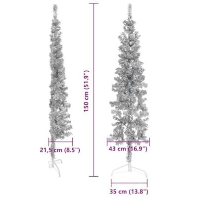 VidaXL Kunstkerstboom half met standaard smal 150 cm zilverkleurig