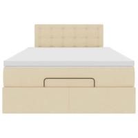 Ottoman bed met matras 120x200cm stof crèmekleurig - thumbnail
