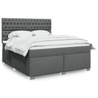 Boxspring met matras stof donkergrijs 180x200 cm - thumbnail