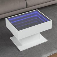 Salontafel met LED 70x50x45 cm bewerkt hout wit - thumbnail
