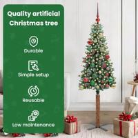 VidaXL Slanke kerstboom groen 150 cm pvc en massief dennenhout - thumbnail