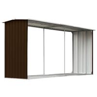 VidaXL Haardhoutschuur 330x92x153 cm gegalvaniseerd staal bruin - thumbnail