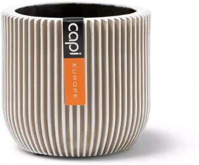 Capi nature groove bol bloempot 18x16 cm ivoor