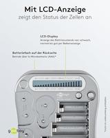 Goobay 78325 Batterijtester voor alle batterijen en accu's, batterijtester voor AAA/AA/C / 9V / D/N & 1,5 V knoopcel, batterijtestapparaat, lcd-display, grijs - thumbnail