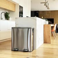 KITCHEN MOVE Keukenbak met selectief sorteerpedaal - Staal 60L (30 + 30) MAJOR - thumbnail