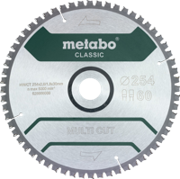 Metabo MULTI CUT CLASSIC 628285000 Cirkelzaagblad 254 x 30 x 1.8 mm Aantal tanden: 60 1 stuk(s) - thumbnail