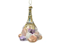 Decoris kerstornament glas Macarons eiffeltoren 13,7cm - thumbnail