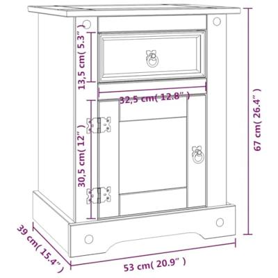 VidaXL Nachtkastje 53x39x67 cm mexicaans grenenhout corona-stijl grijs