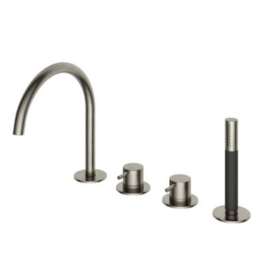 Inbouw Badrandcombinatie Hotbath Cobber Met Uitloop en 2-weg Omstel Geborsteld Nikkel (incl. Handdouche)