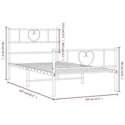 Bedframe met hoofd- en voeteneinde metaal zwart 100x200 cm