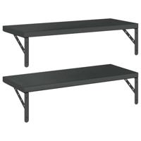 Wandschappen 2 st 75x30 cm roestvrijstaal zwart - thumbnail